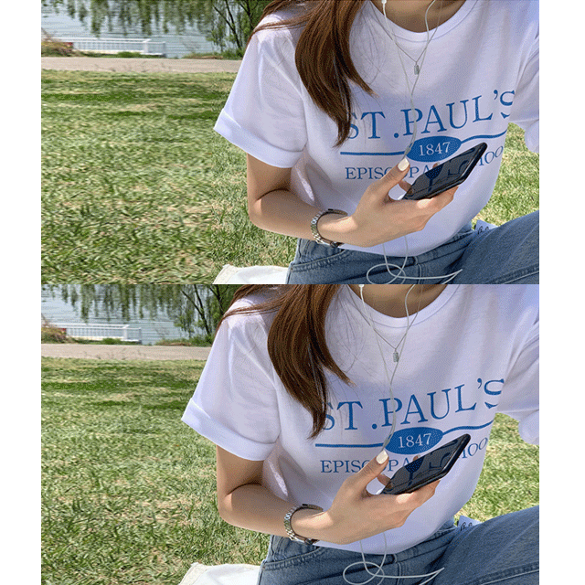 에드모어-mts406 베이직한 컬러감의 레터링 반팔 티셔츠