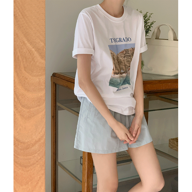 에드모어-mts536 루즈핏 썸머 그리스 프린팅 반팔 티셔츠